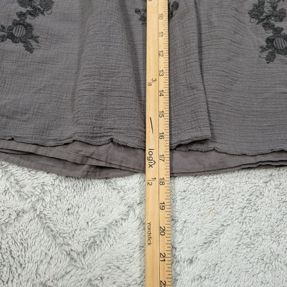 Garnet Hill Skirt Women's L Gray Floral Embroidered Mini Ruffle Lined Boho - Picture 4 of 8